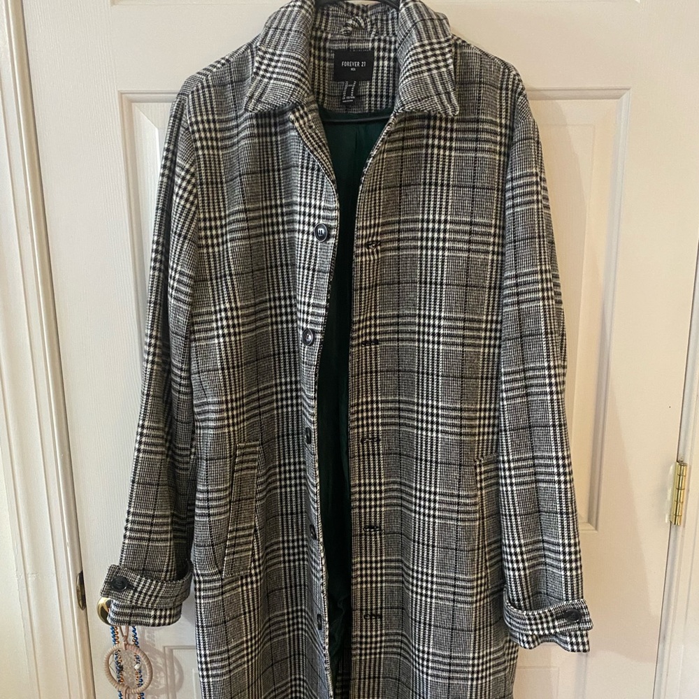 Forever 21 Mens plaid long coat
